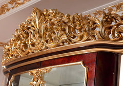 Luxury Classic European Style Solid Teak Wood Carving Vitrine