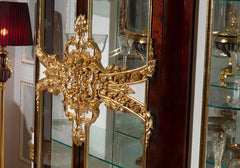 Luxury Classic European Style Solid Teak Wood Carving Vitrine