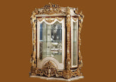 Luxury European Style Solid Teak Wood Hand Carving Vitrine