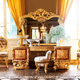 Luxury Classic Solid Teak Wood Deep Carving Dressing Table