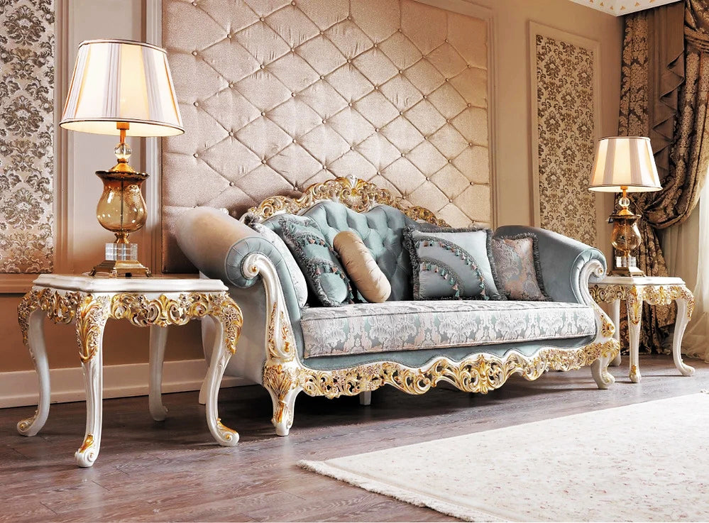 Luxury European Style Solid Teak Wood Carving Sofa Set