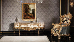 Classic European Style Glossy Carving TV Cabinet