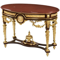 Luxury Solid Teak Wood Hand Carving Oval Console Table