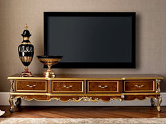 Classic Hand Carving Teak Wood TV Cabinet
