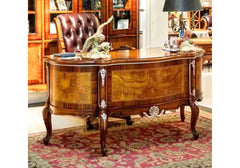 Vintage Rounded Hand Crafted Teak Office Desk