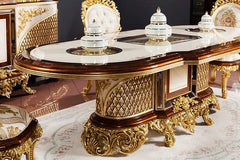 Luxury Classic European Style Carving Dining Table Set