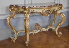 Royal Luxury Louis XV Gilded and Painted Console Table