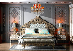 Royal Antique Wooden Hand Carved Statement Bed