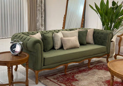 Timeless Comfort Wooden Carved 3 Seater Sofa