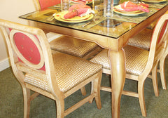 Elegant Sleek Design Wooden Handcrafted Dining Table Set