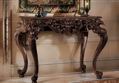 Luxury Classic European Style Solid Teak Wood Console Table