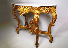 Luxury European Style Solid Teak Wood Hand Carving Console Table