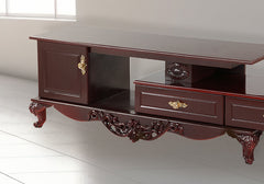 Regal Shine Hand-Carved Wooden TV Unit