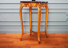 Royal European Style Solid Teak Wood Hand Carved Side Table