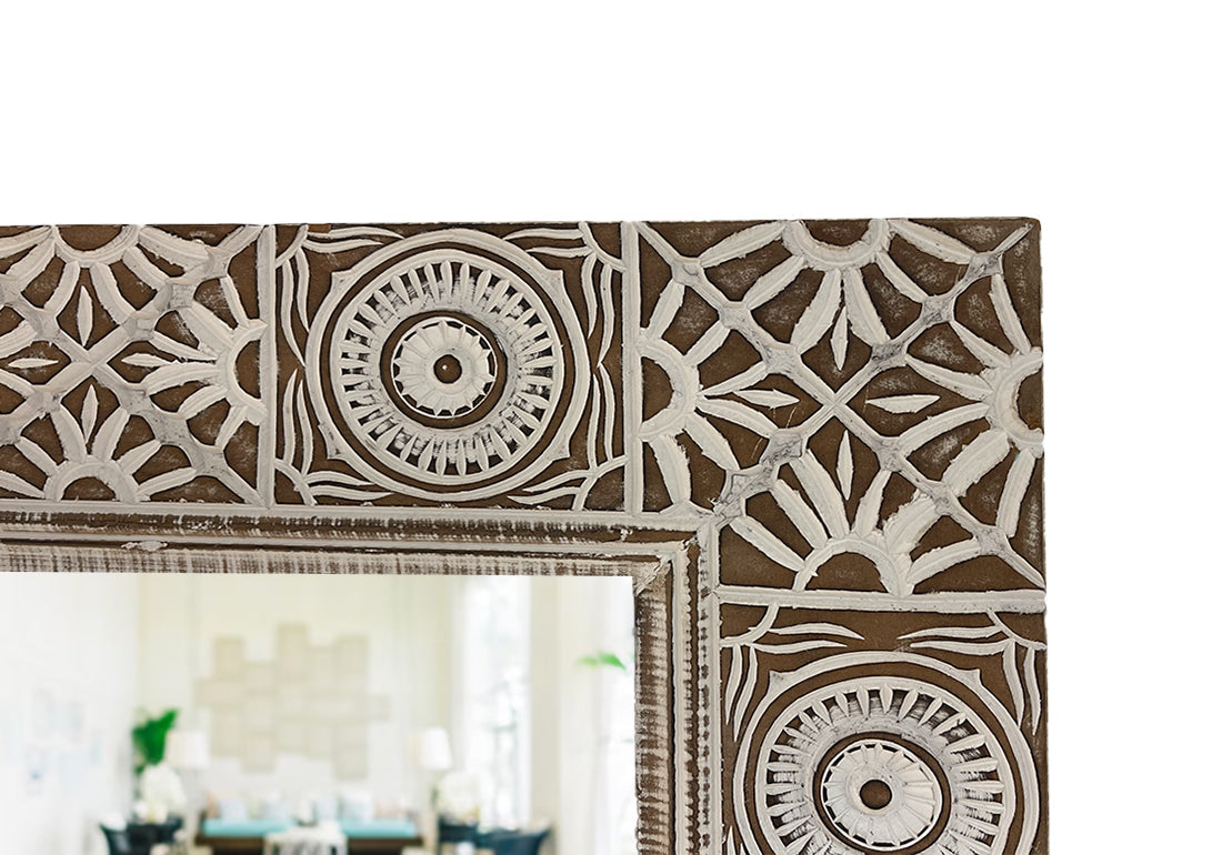 Eternal Elegance Hand Carved Wooden Mirror Frame