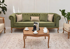 Timeless Comfort Wooden Carved 3 Seater Sofa