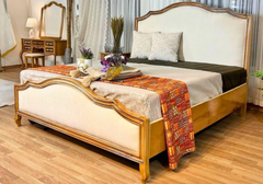 Classic Ivory Hand Crafted Teak Wood Bed Set