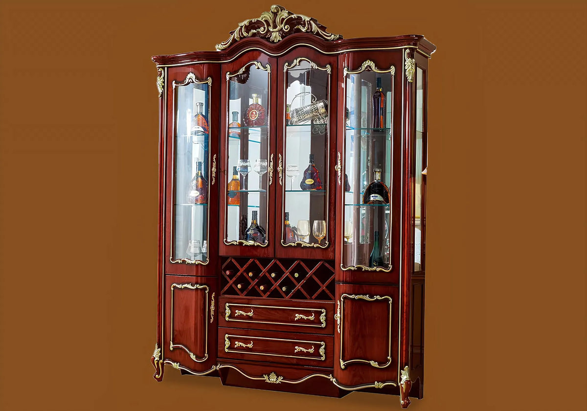 Luxury Royal Style Solid Teak Wood Vitrine