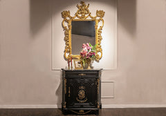 Timeless Grace Carved Teak Console with Mirror