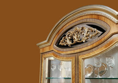 Royal Classic Italian Style Solid Teak Wood Carving Vitrine