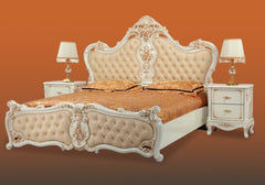 Luxury Modern European Style Solid Teak Wood Carving Bed