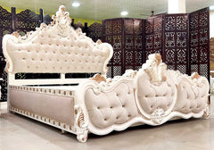 Premium European Style Hand Carved Wooden Bed