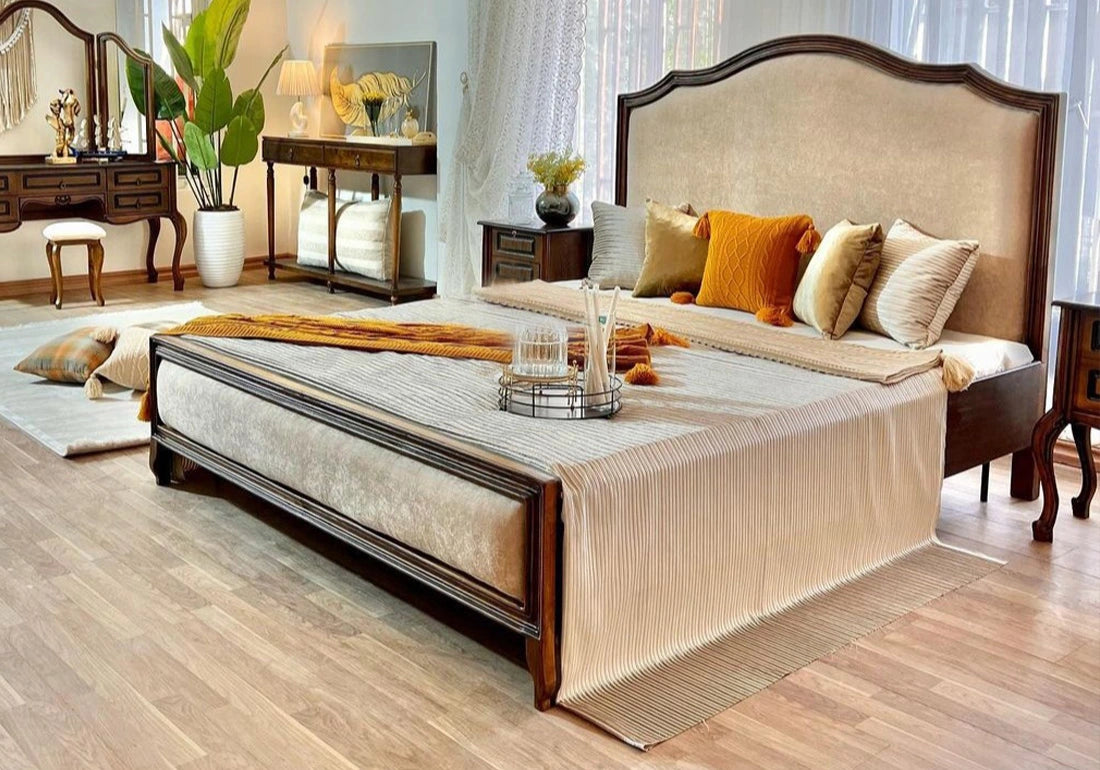 Minimalist Teak Wooden Hand Crafted Bed Set