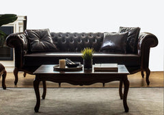 Luxurious Dark Leather 3 Seater Sofa