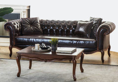 Luxurious Dark Leather 3 Seater Sofa