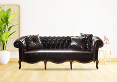 Luxurious Dark Leather 3 Seater Sofa