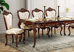 Luxury Solid Wood Handcrafted Carved Dining Table Set