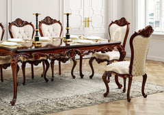 Luxury Solid Wood Handcrafted Carved Dining Table Set