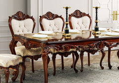 Luxury Solid Wood Handcrafted Carved Dining Table Set