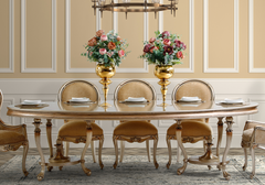 Luxury Italian Classic Wooden Hand Crafted Dining Table Set