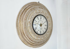 Antique Premium Wooden Round Wall Clock Handicraft