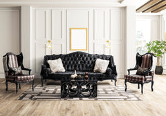 Majestic Elegance Premium Look Wooden Black Sofa Set