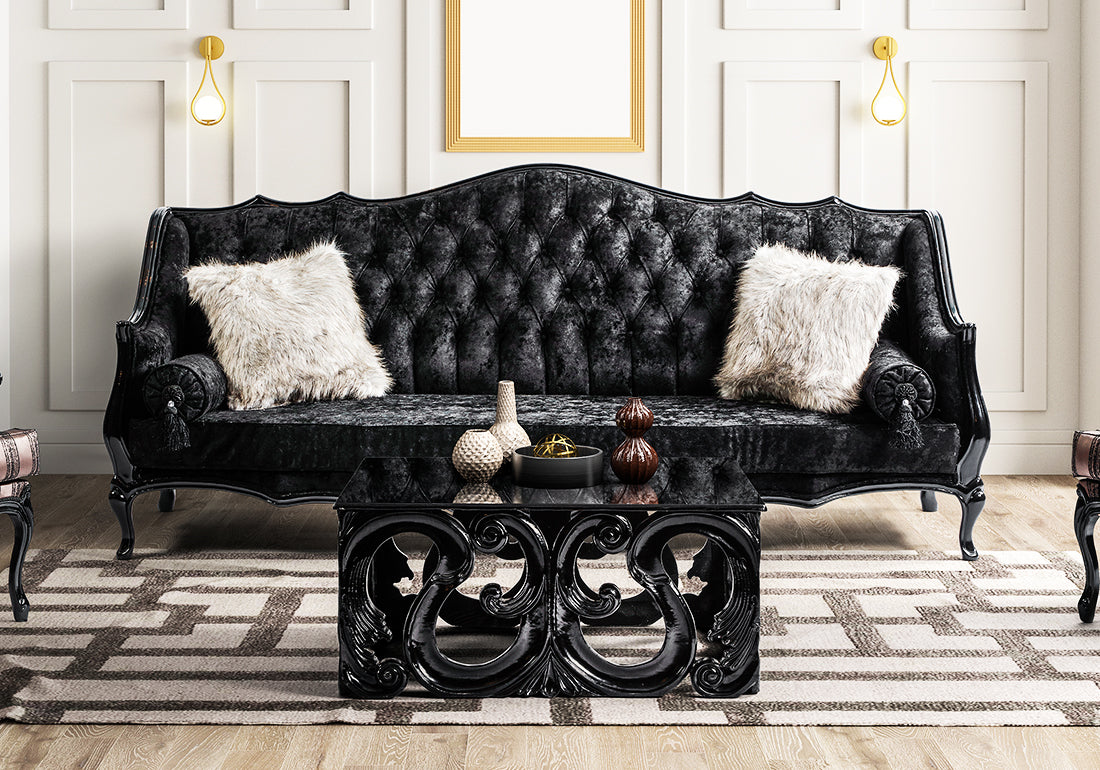 Majestic Elegance Premium Look Wooden Black Sofa Set – Healsway