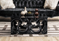 Majestic Elegance Premium Look Wooden Black Sofa Set