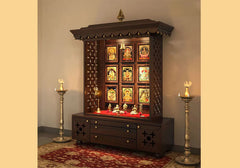Elegant free-standing temple with clear brass accents