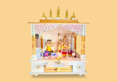 Luxurious White and Gold Teak Wooden Temple