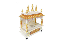 Luxurious White and Gold Teak Wooden Temple