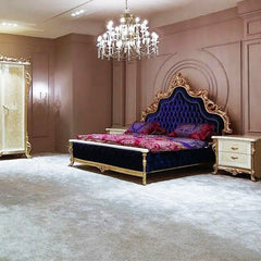 A bed set with side table provided