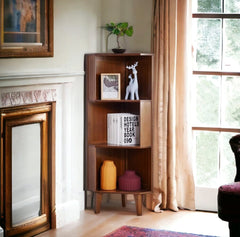 Modern Style Teakwood Corner Bookcase