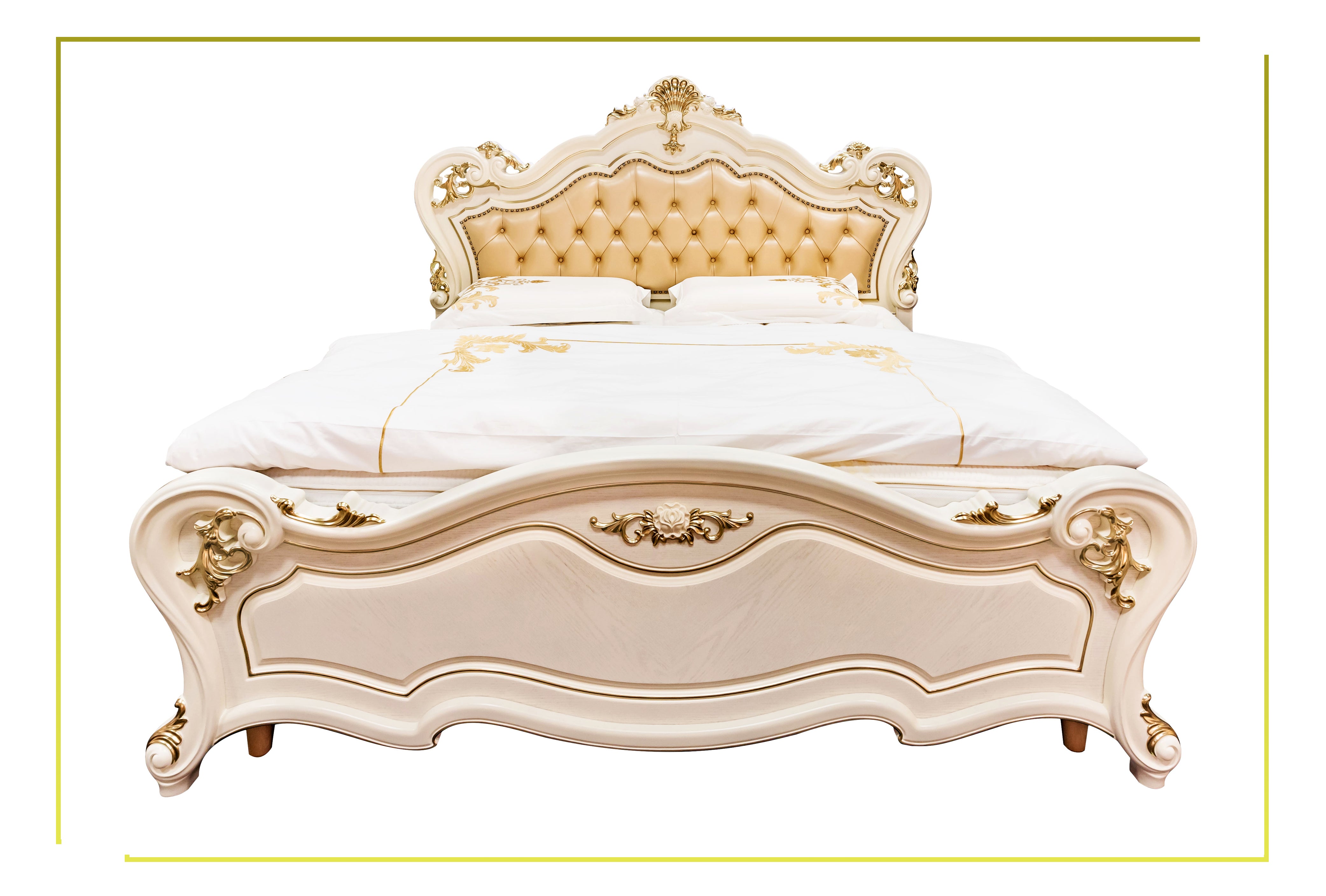 A solid teak wood bed