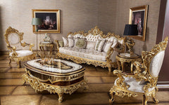 Royal Living Room Solid Teak Wood Carving Sofa Set