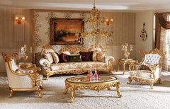 Luxury Antique Curve Living Room Carving Sofa Set