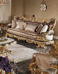 Classic Upholstery Fabric Carving Sofa Set