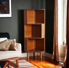 Modern Style Teakwood Corner Bookcase