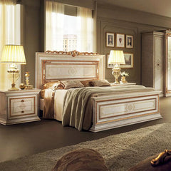 A luxurious bed set with side tables