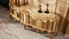 Classic European Style Hand Carving TV Unit For Royal Home